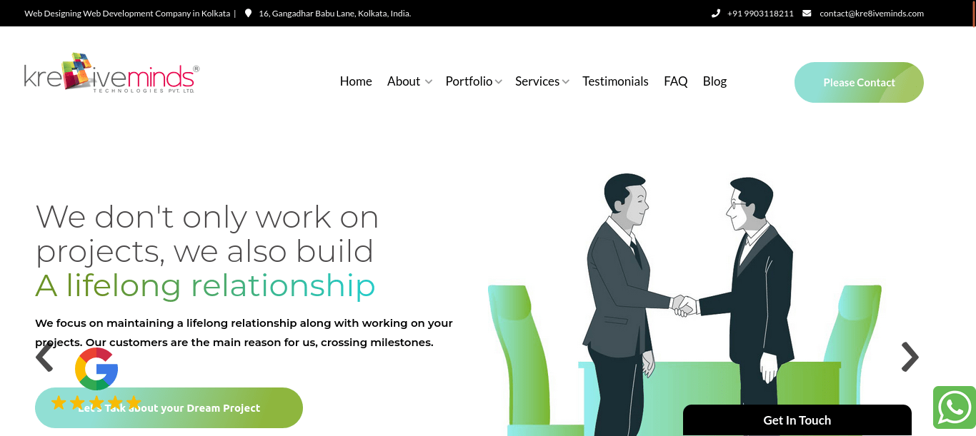 Kre8iveminds Technologies- website screenshot