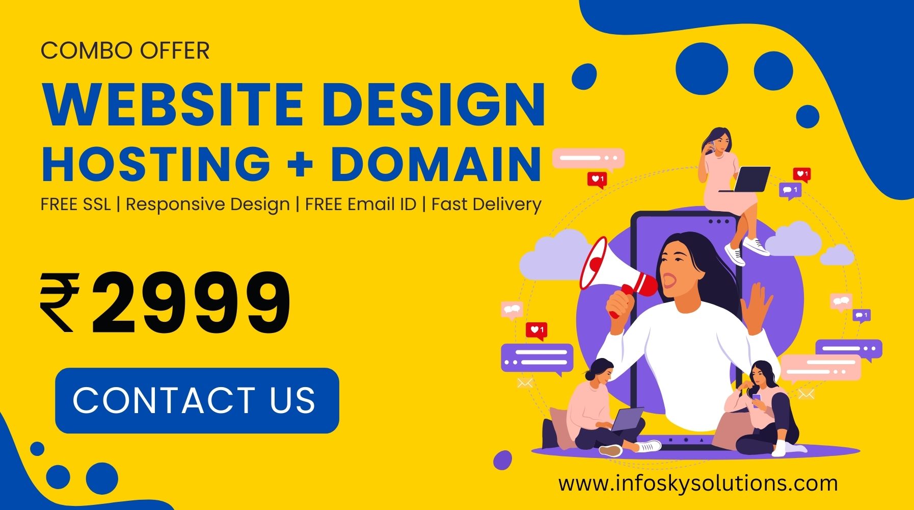 Website Design, Domain, Hosting Combo Offer image from Infosky Solutions