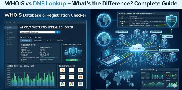 WHOIS vs DNS Lookup – What’s the Difference? Complete Guide