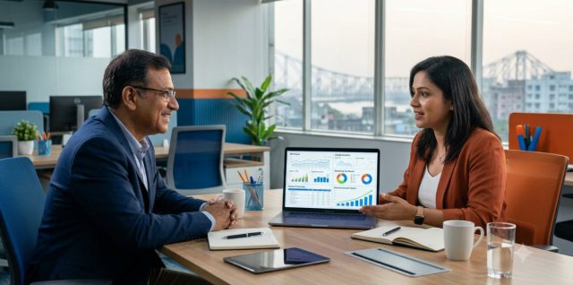 Business Owner Consulting with a Digital Marketing Expert in Kolkata Before Hiring